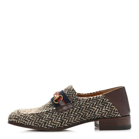 brown gucci horsebit herringbone